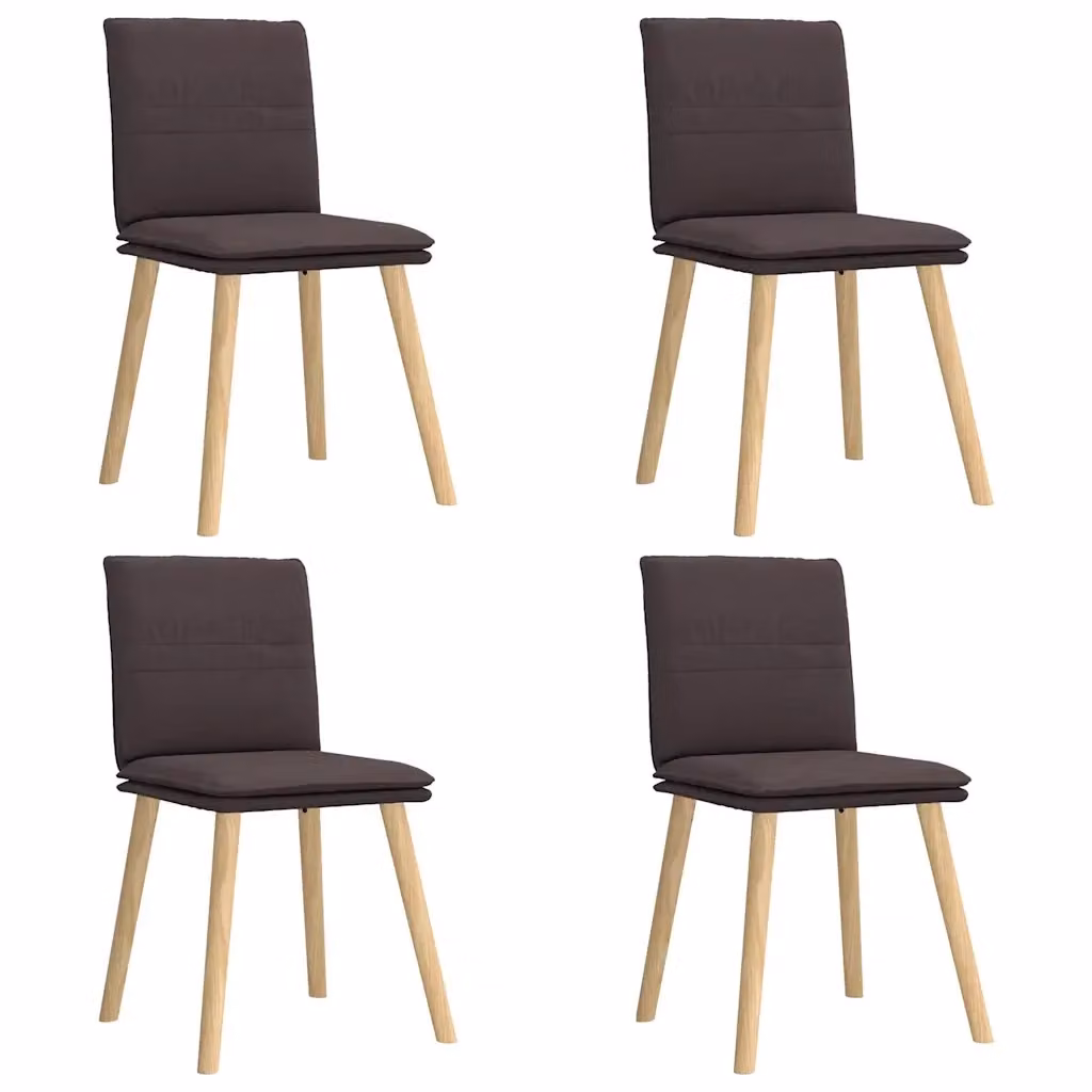 Set di 4 sedie da pranzo moderne vidaXL in tessuto marrone con struttura in legno e metallo – 2