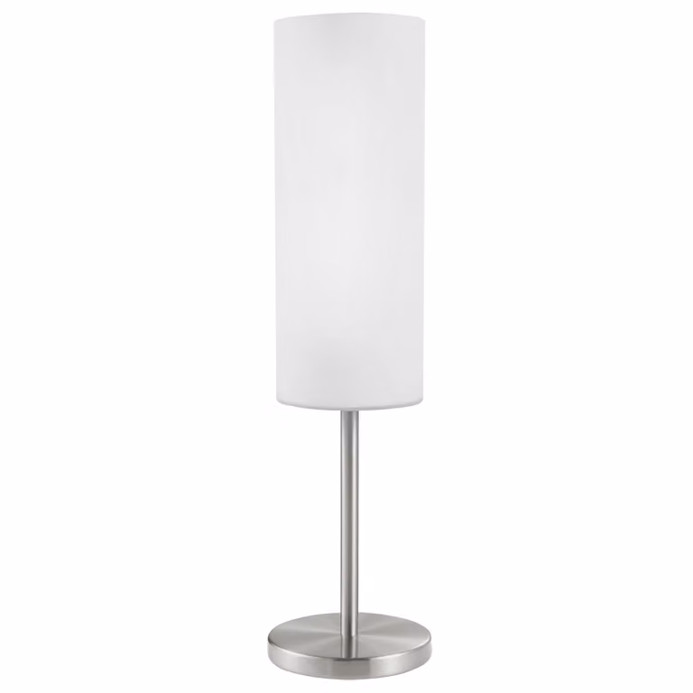 Lampada Da Tavolo Contemporanea Troy 3 Acciaio Nichel Satinato 1 Luce E27
