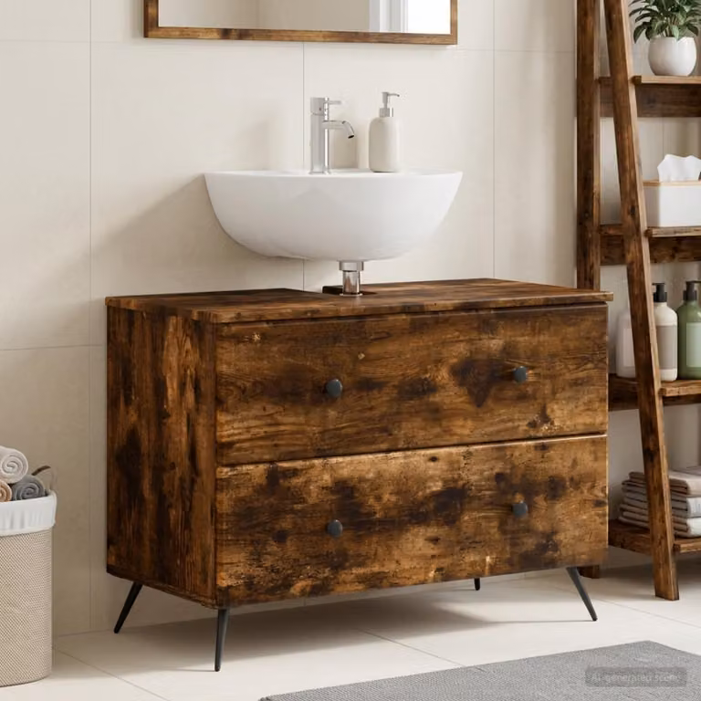 Armadio per lavabo da bagno vidaXL BREDA Rovere Fumo L: 82 cm, P: 41 cm, H: 59 cm