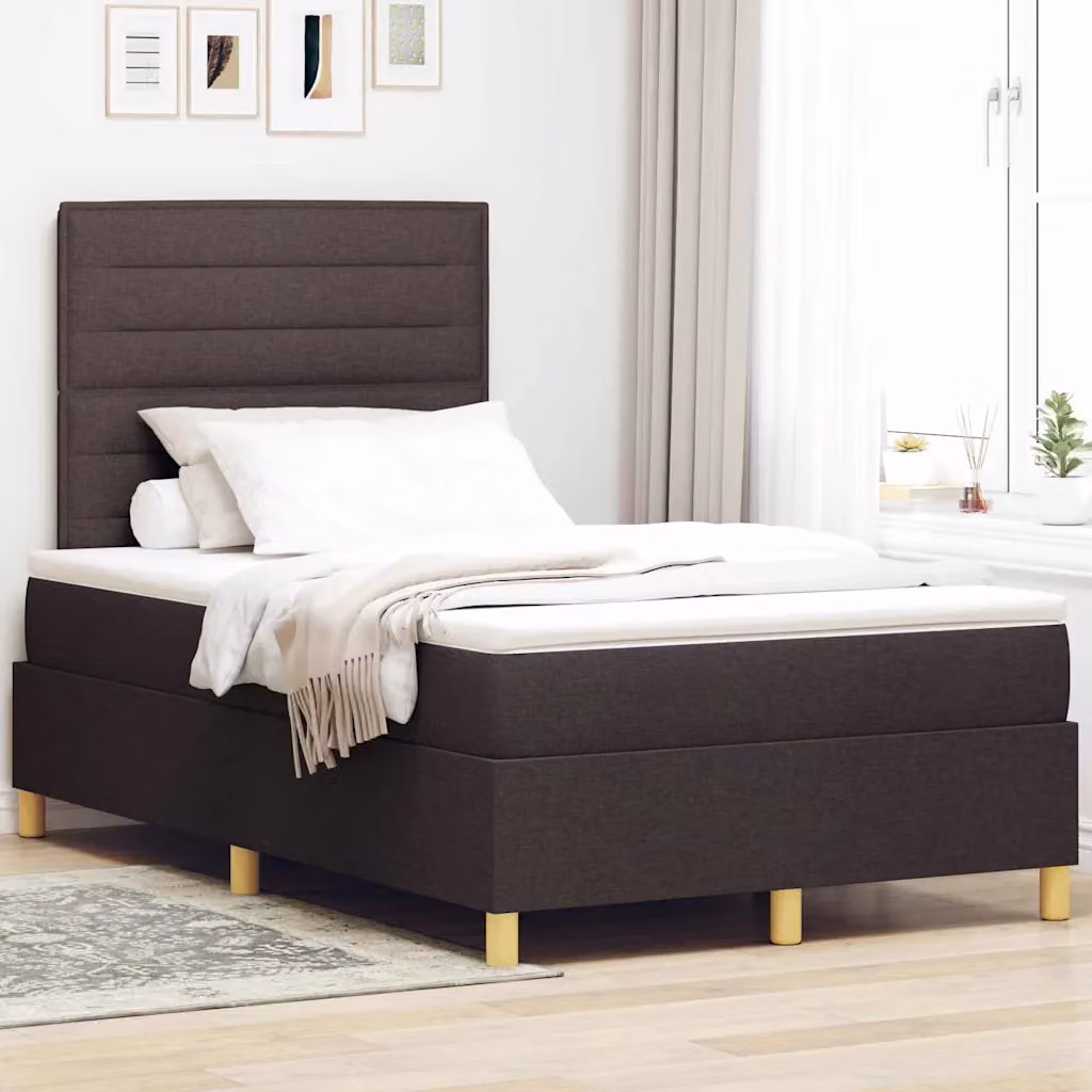 Letto a molla con illuminazione LED vidaXL in tessuto marrone, L 120 x P 200 cm