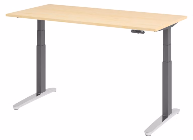 Scrivania elettrica bümö XBHM - Decorazione: acero, dimensioni: 160 x 80 cm, struttura: grafite/alluminio lucido