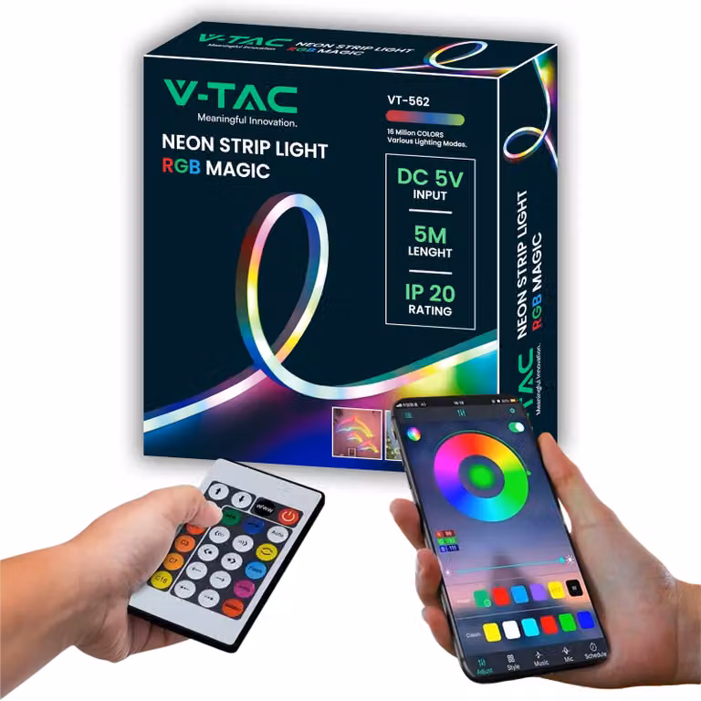 Striscia LED RGB, 5 metri, smart, con connessione USB, 16 milioni di colori, controllo tramite app