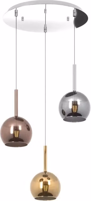 Lampadario Tondo Contemporaneo Future Metallo Cromo Vetro Multicolor 3 Luci E27