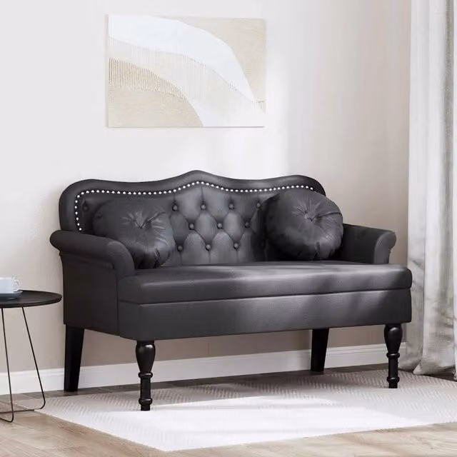 Panca Chesterfield vidaXL in pelle sintetica nera L: 120,5 cm, P: 65 cm, H: 75 cm