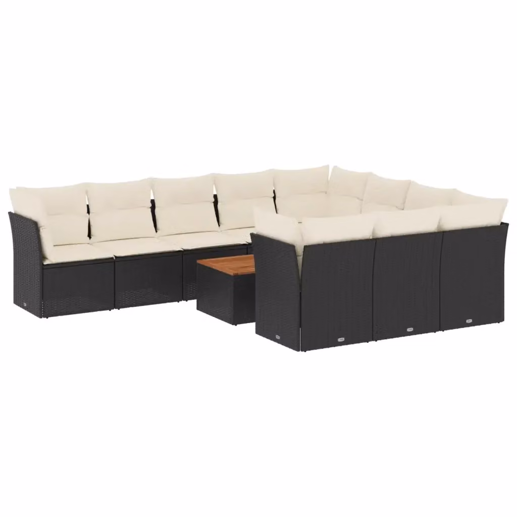 Set di divani da giardino moderno VIDAXL in polyrattan nero con 11 pezzi e cuscini inclusi – 2