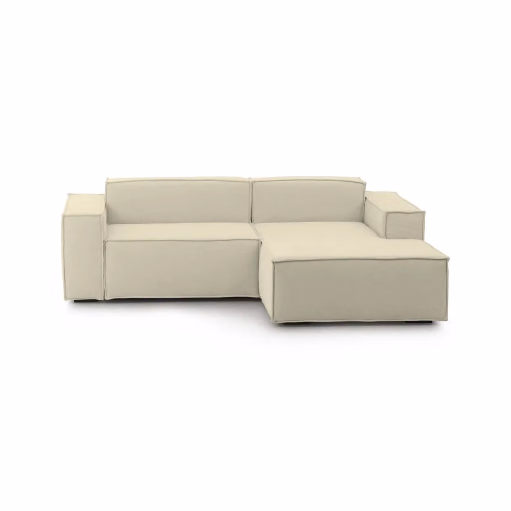 Divano componibile Amuleto Talamo Italia con penisola destra, modello moderno in tessuto beige con funzione letto e coperture rimovibili, L: 220 cm, P: 170 cm, H: 70 cm – 2