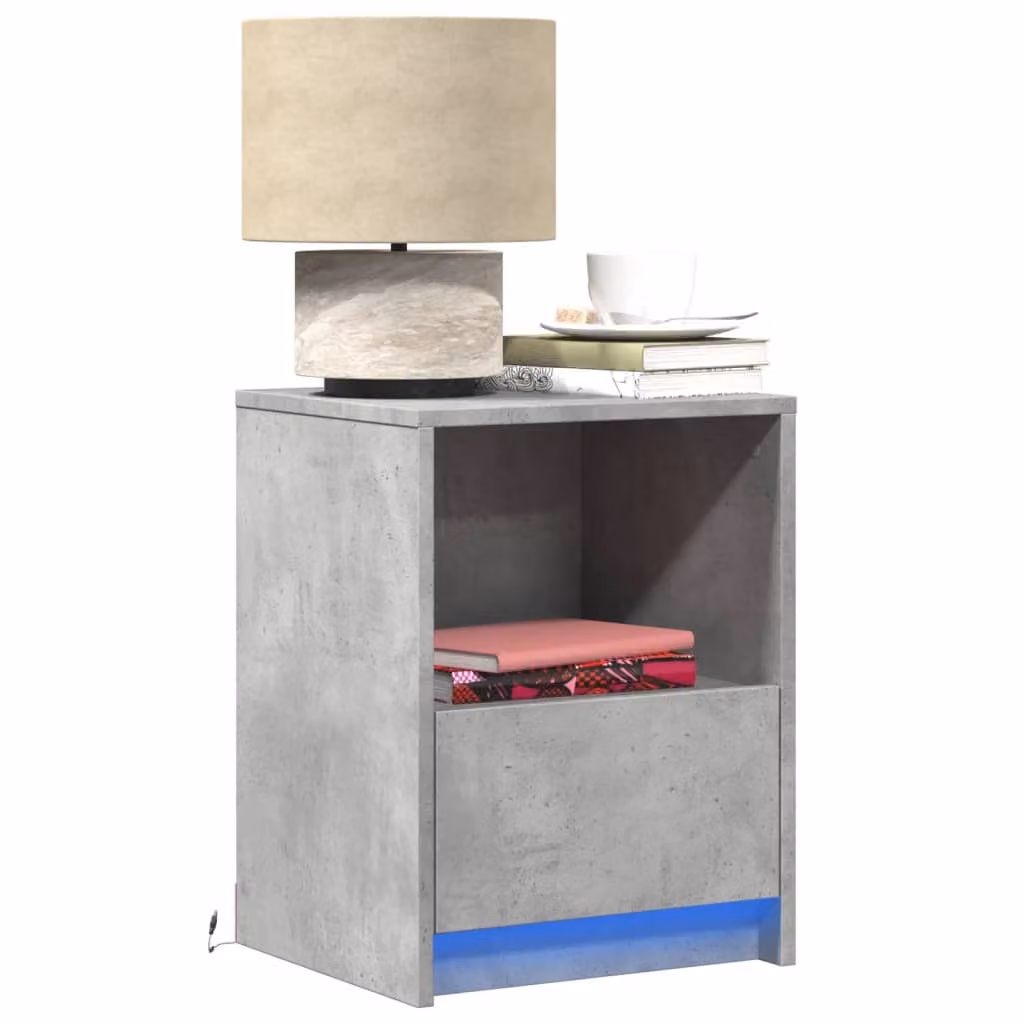 Set di 2 comodini sospesi vidaXL con luci LED integrate in legno e MDF, colore grigio opaco