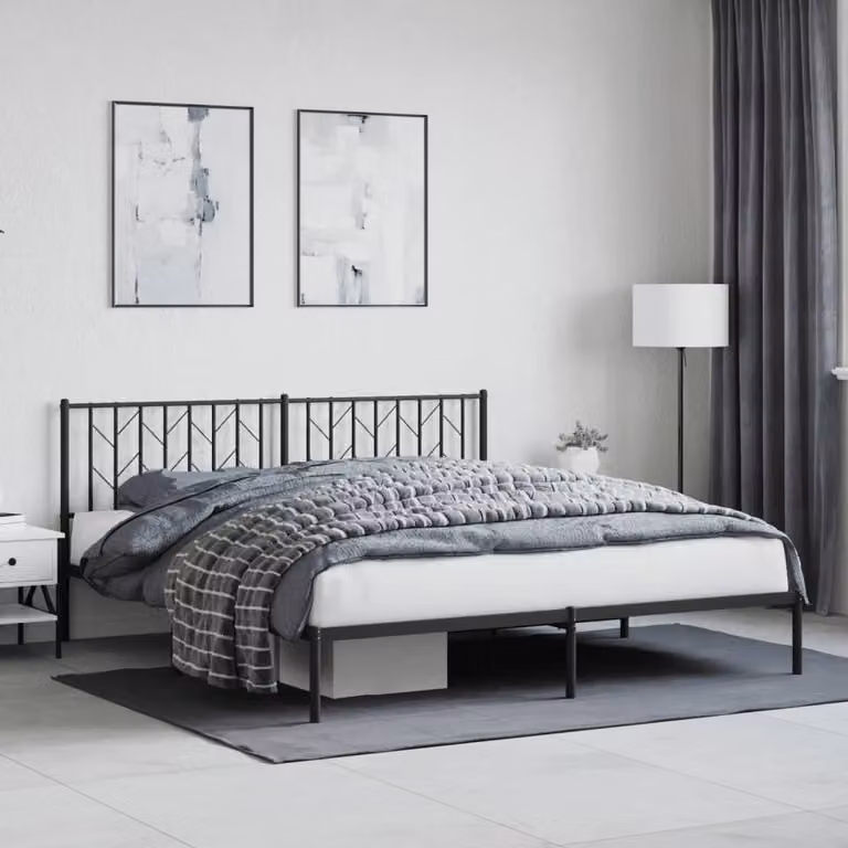 Giroletto con testiera in metallo nero vidaXL L: 180 cm, P: 200 cm, H: 90 cm