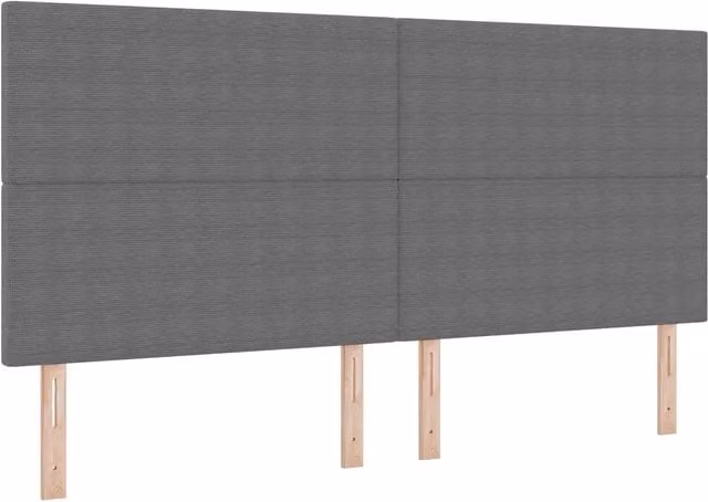 Testata per letto moderna in tessuto di velluto a coste grigio chiaro, Larghezza: 200 cm – 1