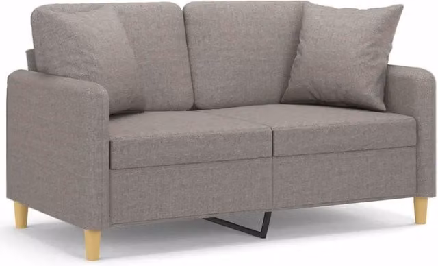 Divano | Divano da soggiorno | Sofa a 2 Posti con Cuscini Tortora 120 cm in Tessuto