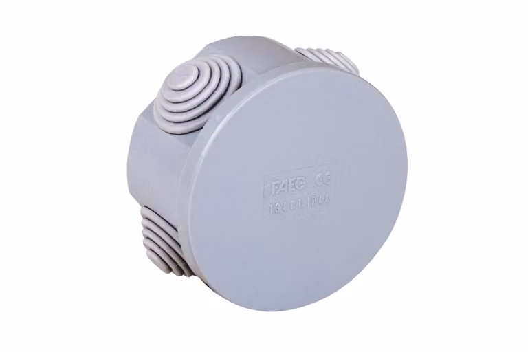 Scatola stagna di derivazione con coperchio a pressione tonda Ø80x40mm con 4 passacavi IP44 FAEG - FG13402