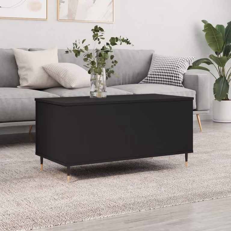 Tavolino da salotto moderno vidaXL nero con meccanismo sollevabile L: 90 cm, P: 44,5 cm, H: 45 cm