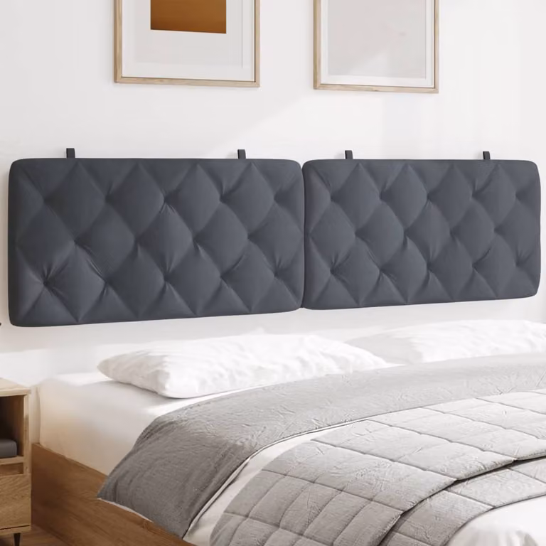 Cuscino Testiera vidaXL in Velluto Grigio Scuro, Larghezza: 200 cm