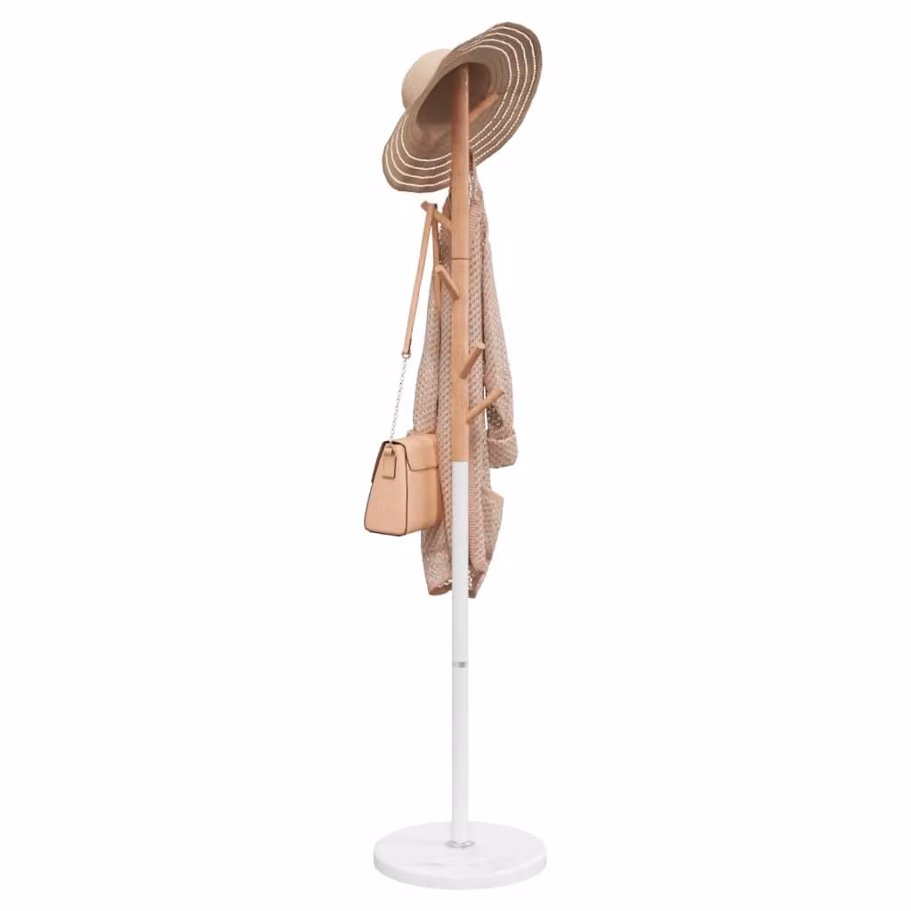 vidaXL Appendiabiti a Albero Bianco in Metallo e Legno di Faggio Altezza: 172 cm