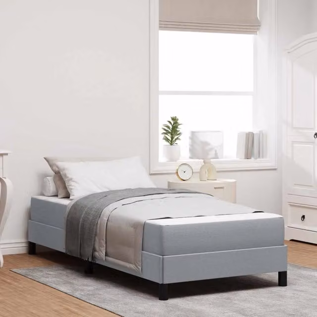 Letto a molle moderno vidaXL in tessuto grigio con struttura in legno e metallo L/P/H: 190 x 90 x 45 cm