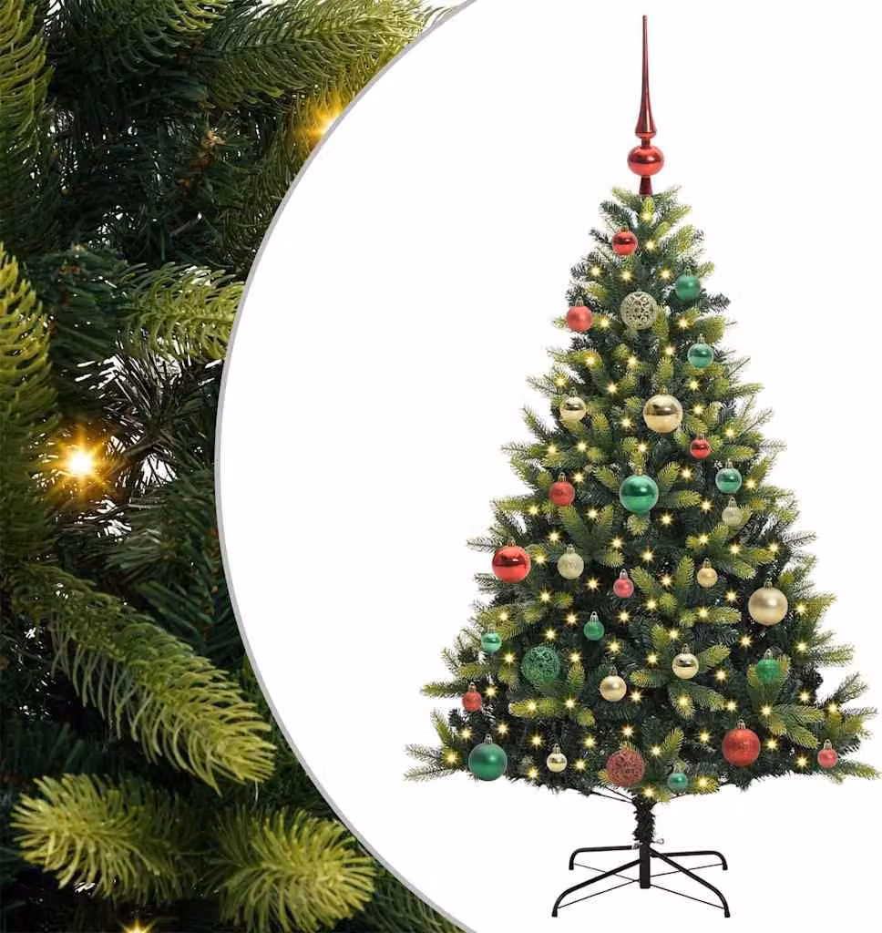 Albero di Natale Artificiale Pieghevole 150 LED Verde 120 cm