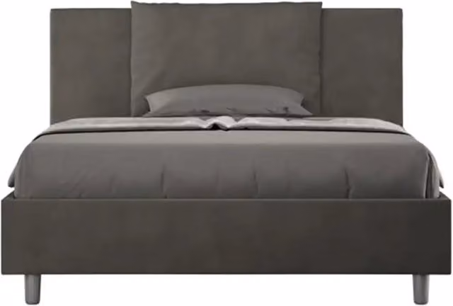 Letto matrimoniale francese con rete imbottito 140x190 microfibra grigio Antea