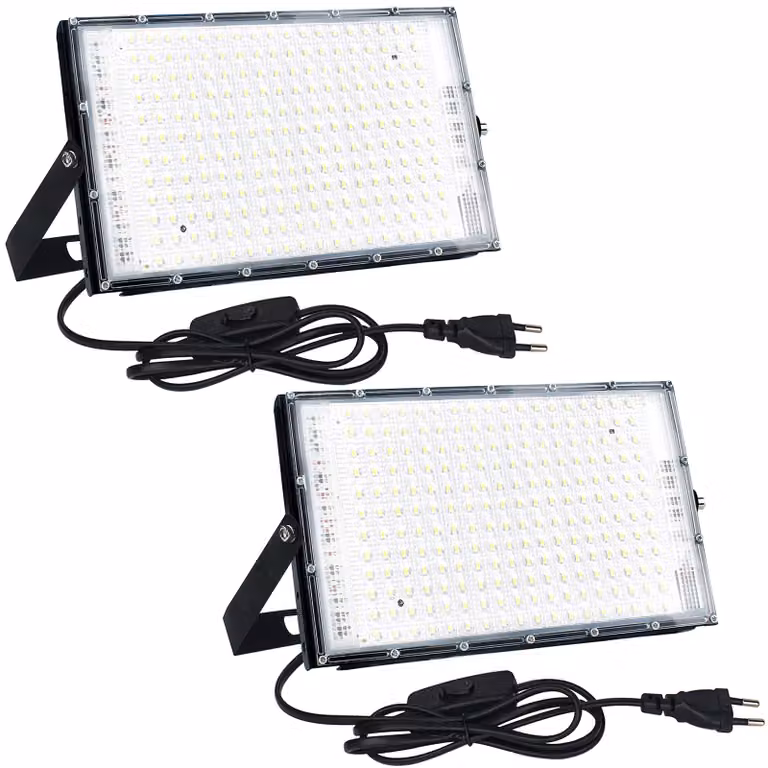 Set di 2 faretti LED da 150W, 15000 lumen, 6500K, grado di protezione IP65, fari per esterni