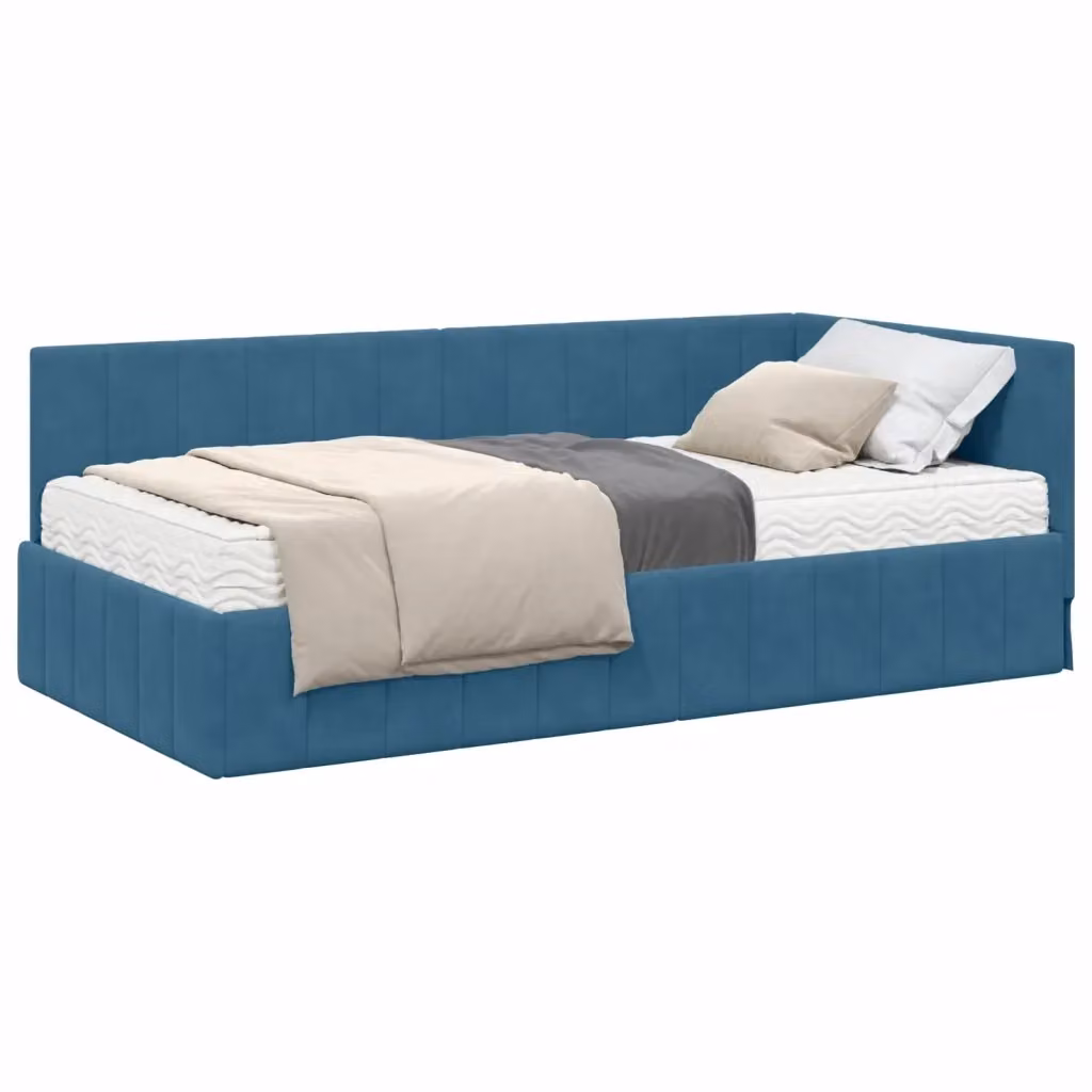 Letto moderno vidaXL in tessuto blu con materasso in schiuma, L/P/H: 200 x 100 x 36 cm – 2