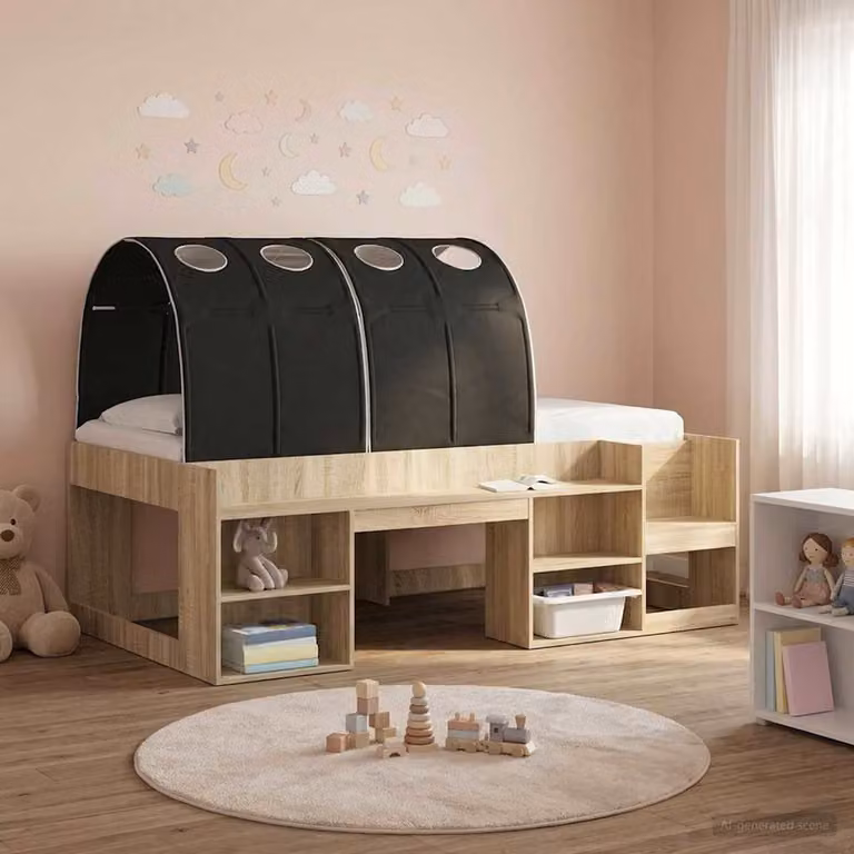 Set di 2 tunnel per letto vidaXL in poliestere nero per adulti