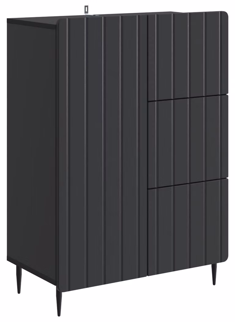 Credenza Nero 66 x 34,5 x 91,5 cm Legno ingegnerizzato