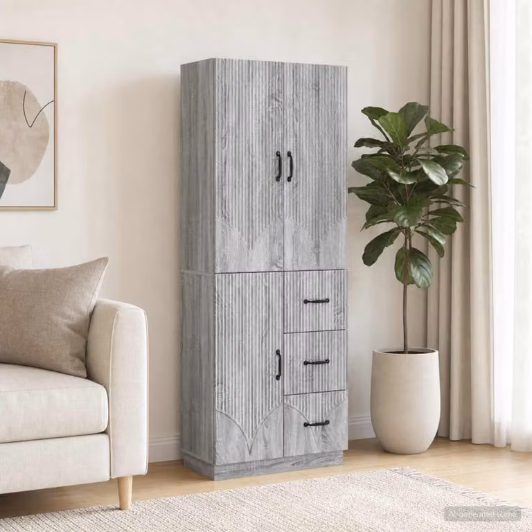 Set di 2 armadi moderni vidaXL in legno ingegnerizzato e MDF, colore grigio, con ante a battente e ripiani interni, ideale per camera da letto o ufficio, L/P/H: 87,0 x 34,5 x 66,0 cm