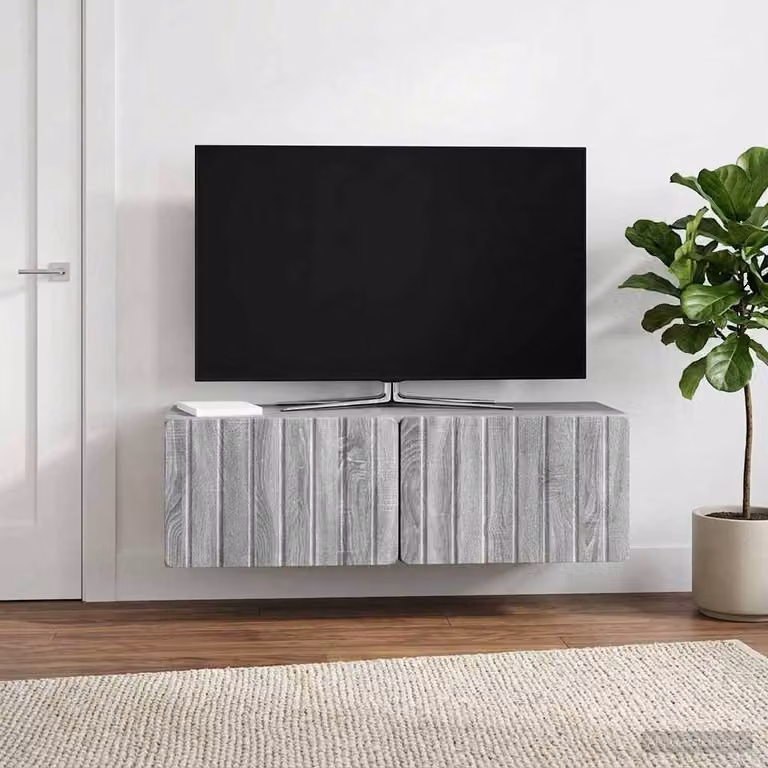 vidaXL Mobile Porta TV da Muro Moderno in MDF Grigio L 98 cm x P 31 cm x H 30 cm