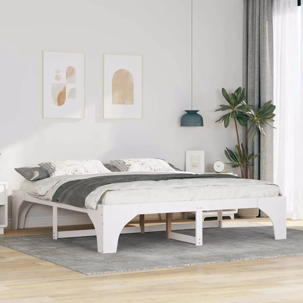 Struttura del letto moderna vidaXL in pino massello bianco L/P: 180 x 200 cm – 1