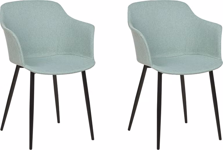 BELIANI Set di 2 sedie da pranzo verde menta imbottite gambe nere mobili da pranzo in stile retrò