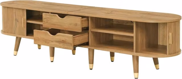 Mobile TV Minimal Design con Ante Scorrevoli in MDF, Colore Marrone, L/P/H: 120 x 30 x 5 cm