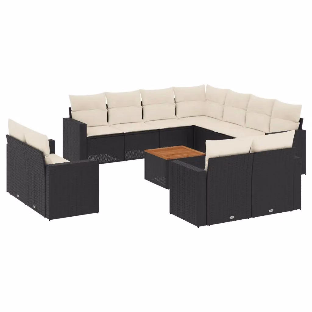 Set di divani da giardino VIDAXL in polyrattan nero con cuscini, 12 posti – 2