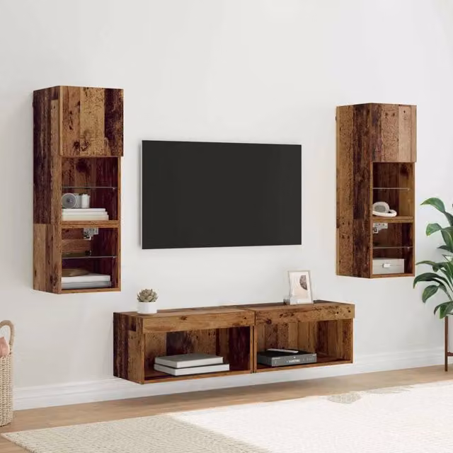 Unità TV da Parete 6 pz Legno vecchio Legno ingegnerizzato 3402929