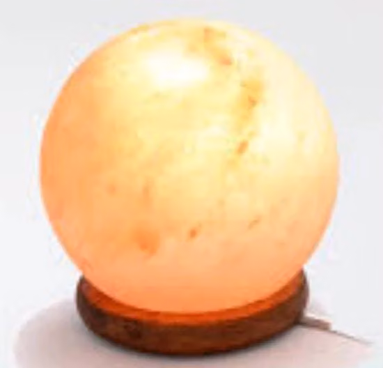 Lampada a sale Himalayana con base in legno e pietra, luce calda dimmabile, arancione e bianca, ideale per camera da letto o ufficio