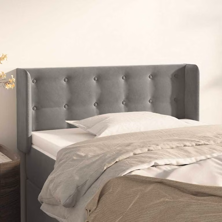 Testiera ad orecchio vidaXL in velluto grigio chiaro L: 83 cm, P: 16 cm, H: 78/88 cm
