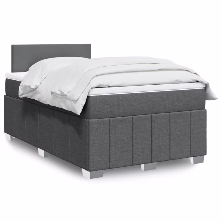 vidaXL Letto Ibrido con Materasso e Struttura Imbottita in Tessuto Grigio e Bianco L/P/H: 120 x 200 x 190 cm