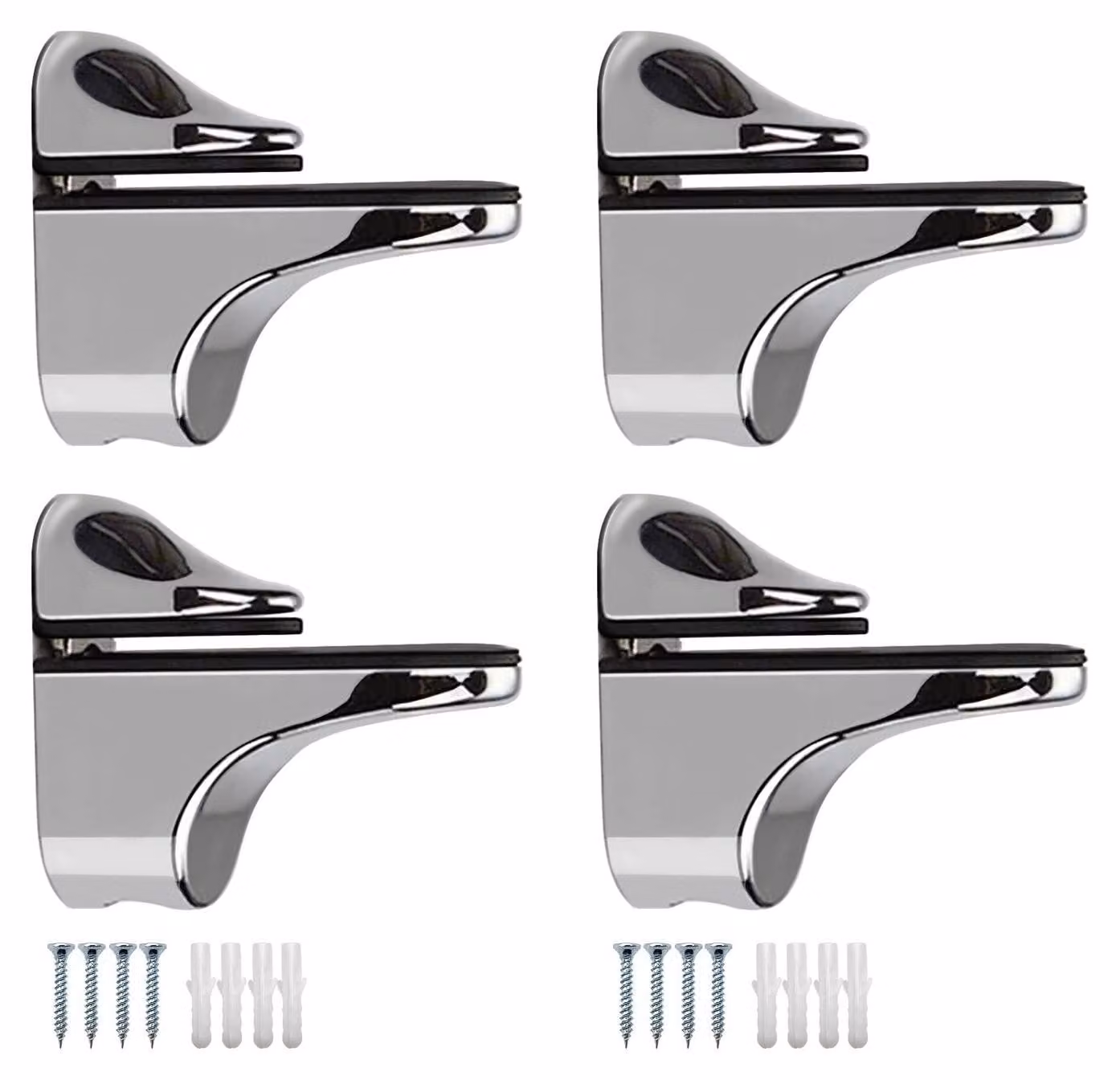 Supporti per mensole Solidchoice, regolabili, set di 4, in lega di zinco, per montaggio a parete, universali per legno/vetro (da 5 a 22 mm), robusti e durevoli