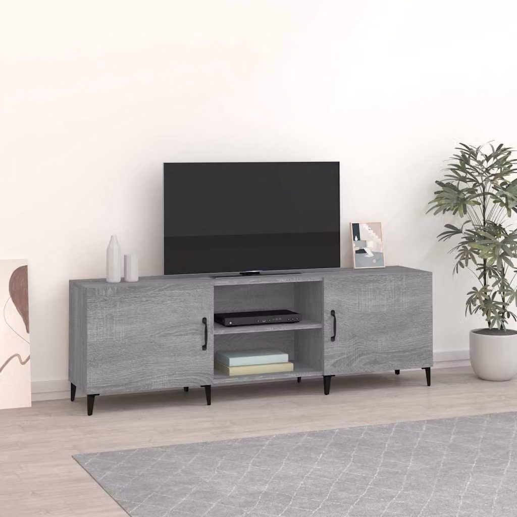 Mobile Porta TV vidaXL in Legno e Metallo, Grigio Sonoma, L 150 x P 30 x H 50 cm