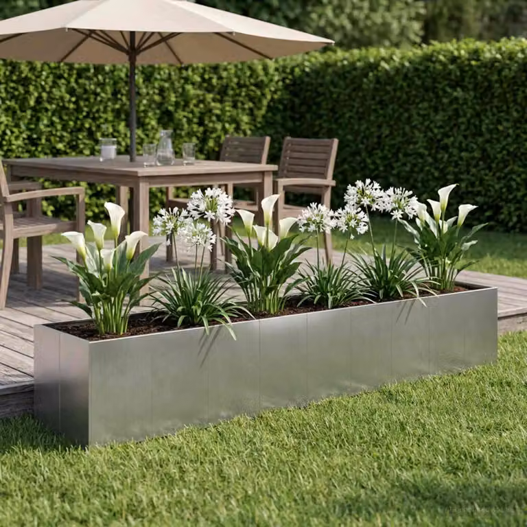 Vaso da giardino vidaXL in acciaio zincato Argento L: 360 cm, P: 80 cm, H: 60 cm