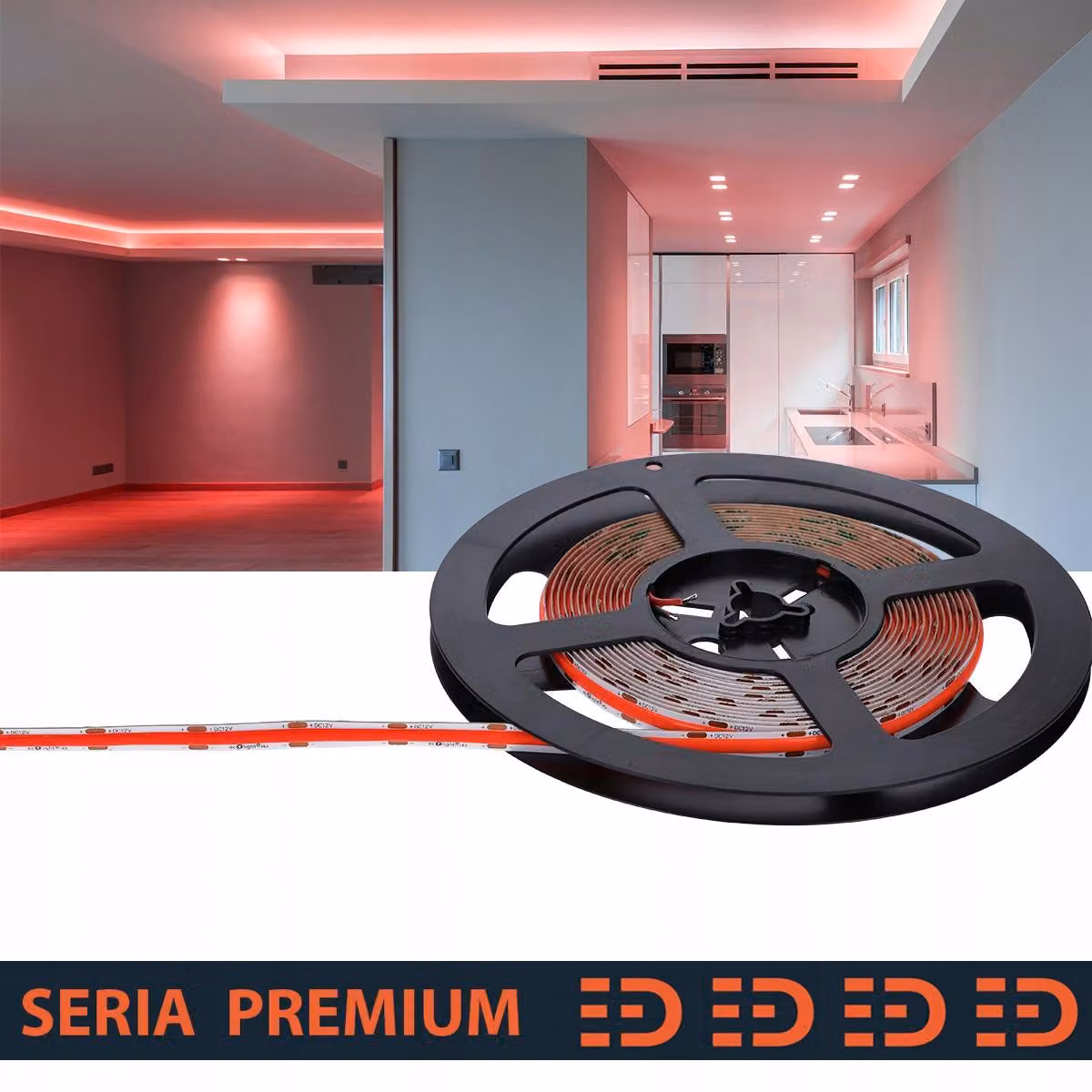 Striscia LED Prescot COB, 5 metri, 12V, arancione