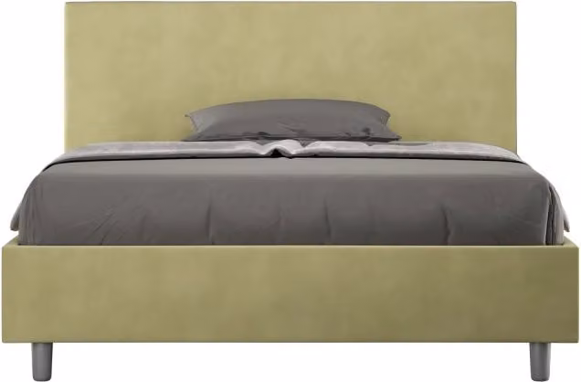 Letto matrimoniale francese Adele Ityhome con contenitore in microfibra colore tè verde L 140 x P 200 cm