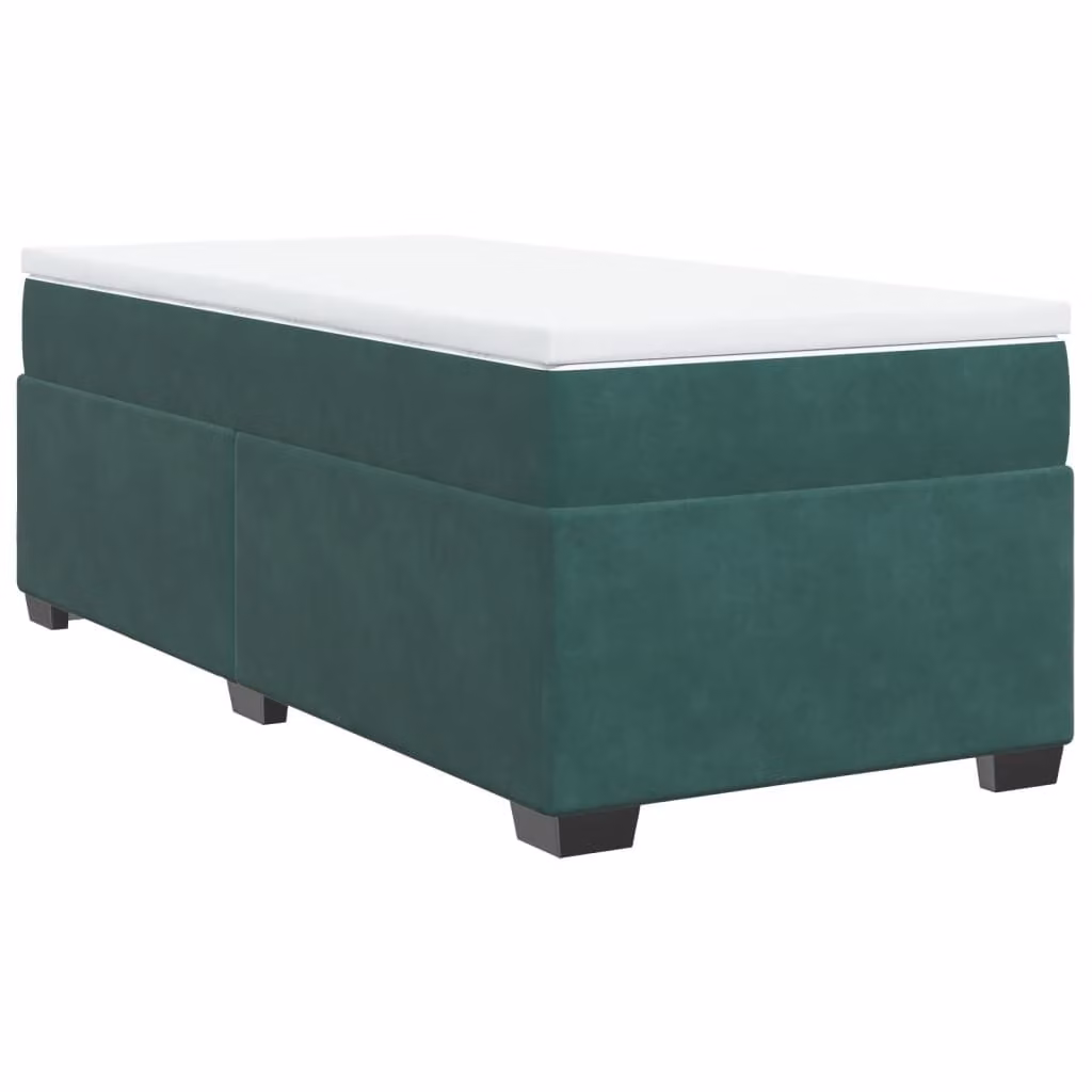 Giroletto a Molle con Materasso Verde Scuro 90x200 cm Velluto
