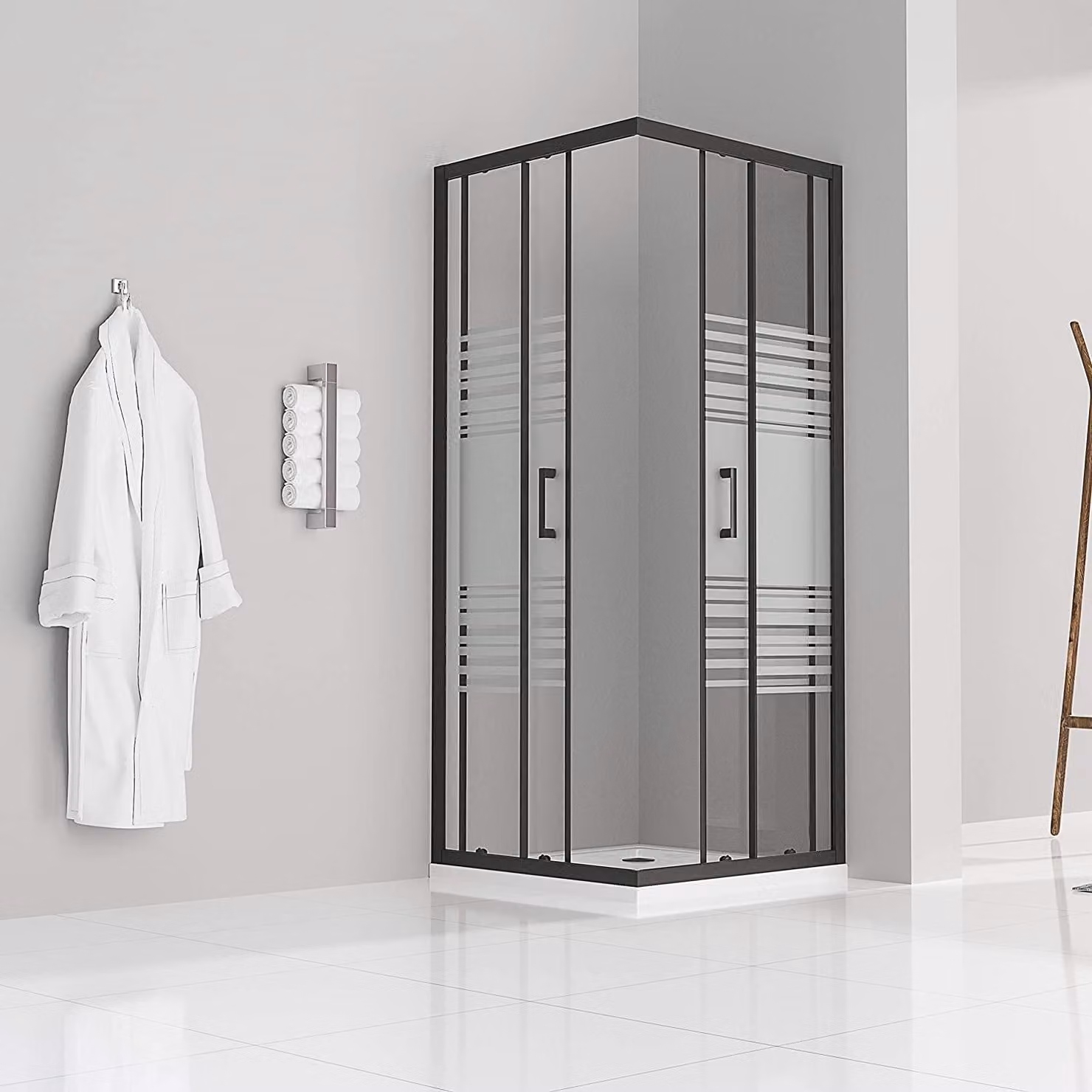 cabina doccia i-flair ad ante scorrevoli 70x95x190 cm in vetro di sicurezza 6 mm parzialmente satinato - DK79
