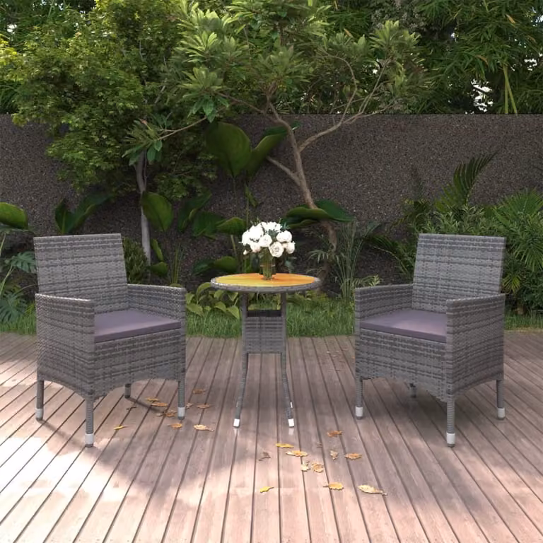 Maison Exclusive - Set da pranzo da giardino 3 pezzi in polyrattan grigio