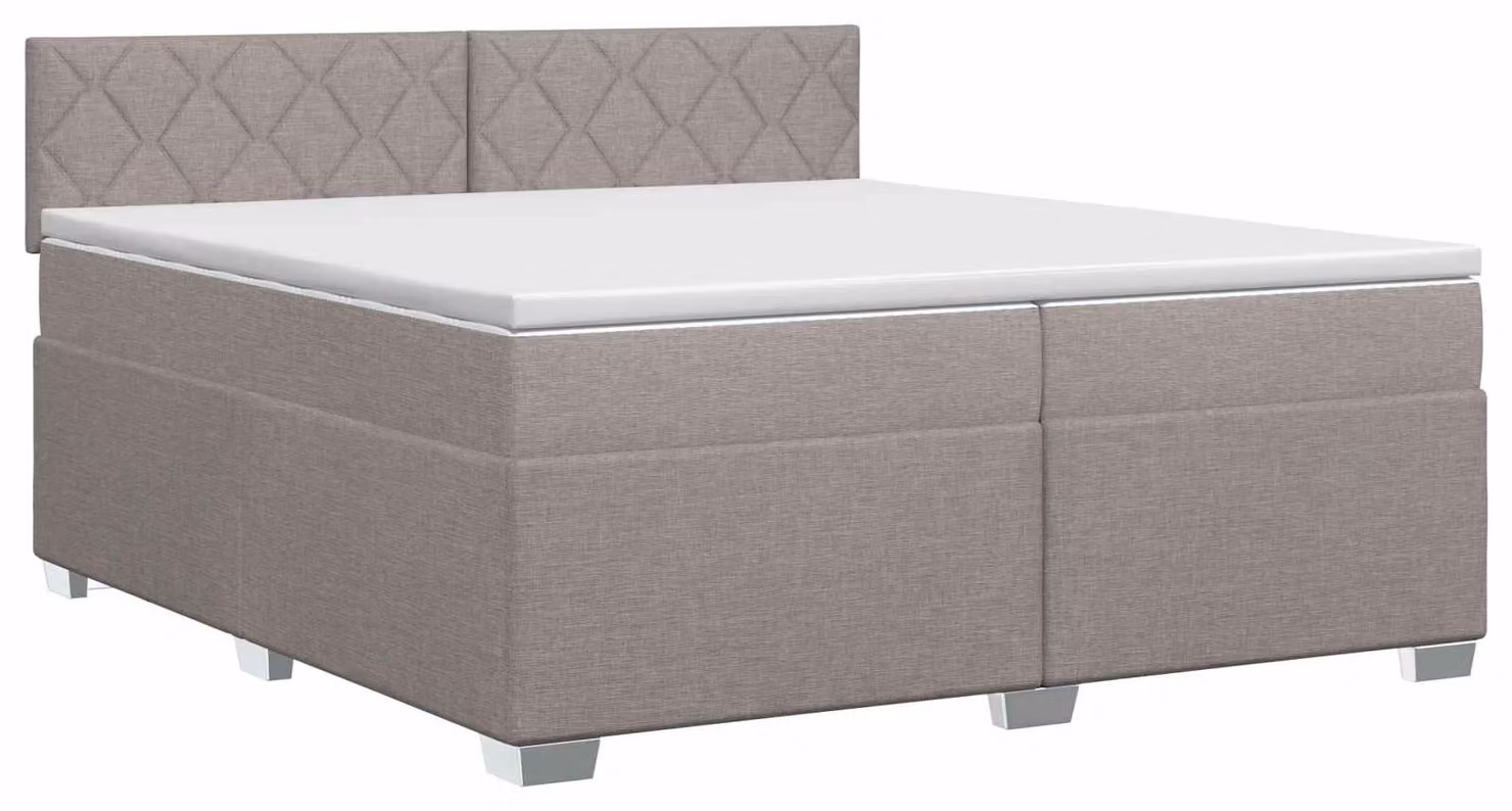 Letto a molle con materasso Taupe 200 x 200 cm in tessuto