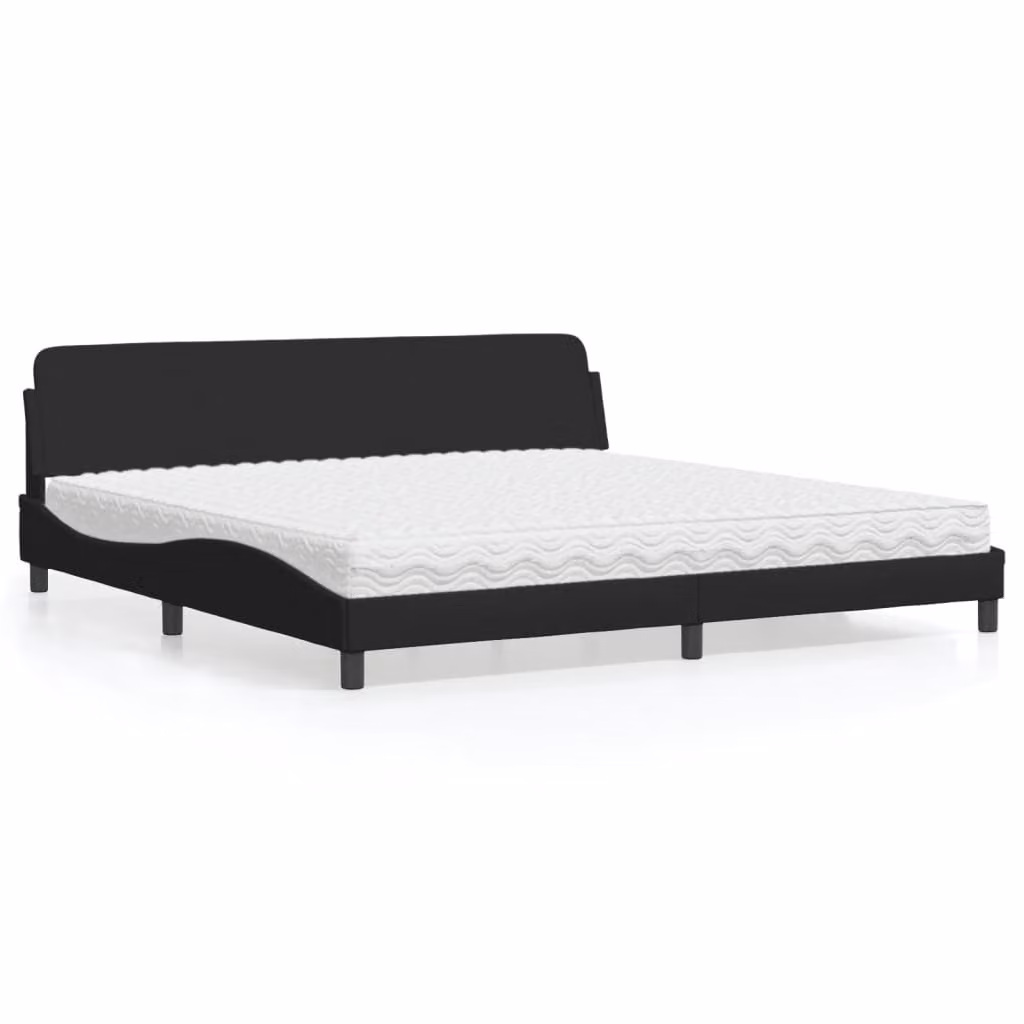 Letto con Materasso Dover Nero 200x200 cm in Tessuto