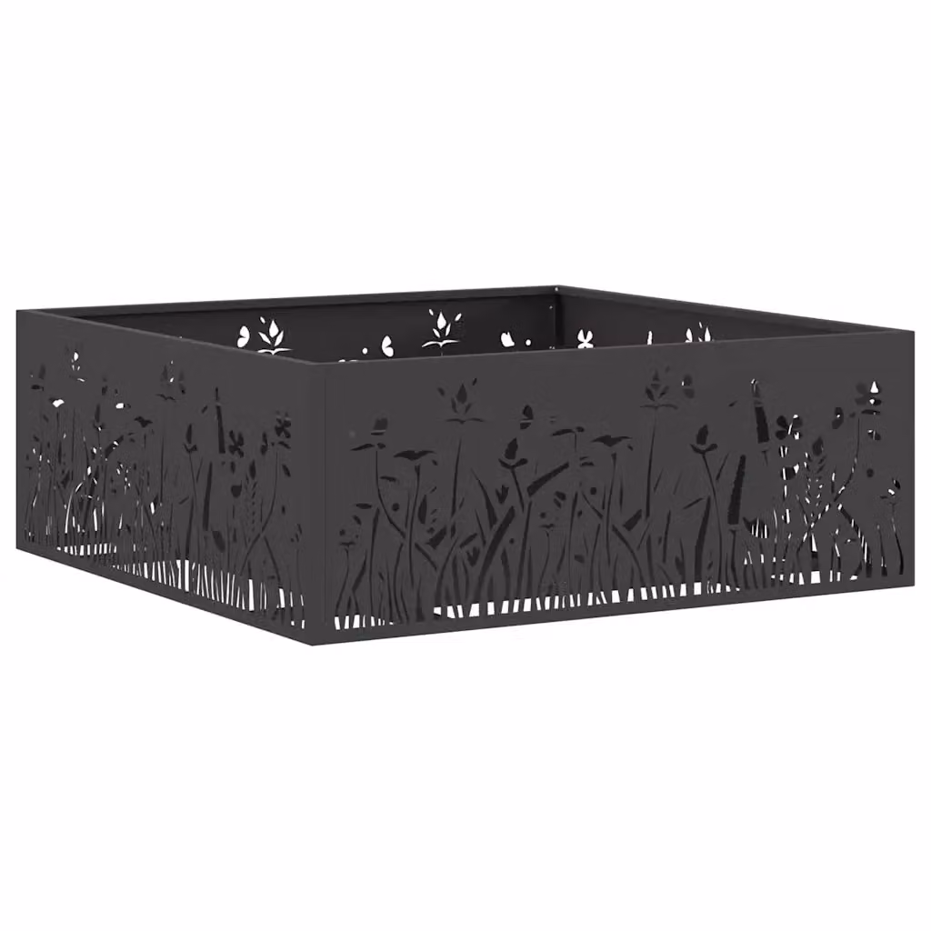 Braciere a Fuoco vidaXL in Acciaio Nero L: 80 cm, P: 80 cm, H: 30 cm – 2
