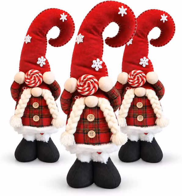 Gnomo di Natale Estensibile 60-80 cm, Soprammobile in Tessuto Tartan