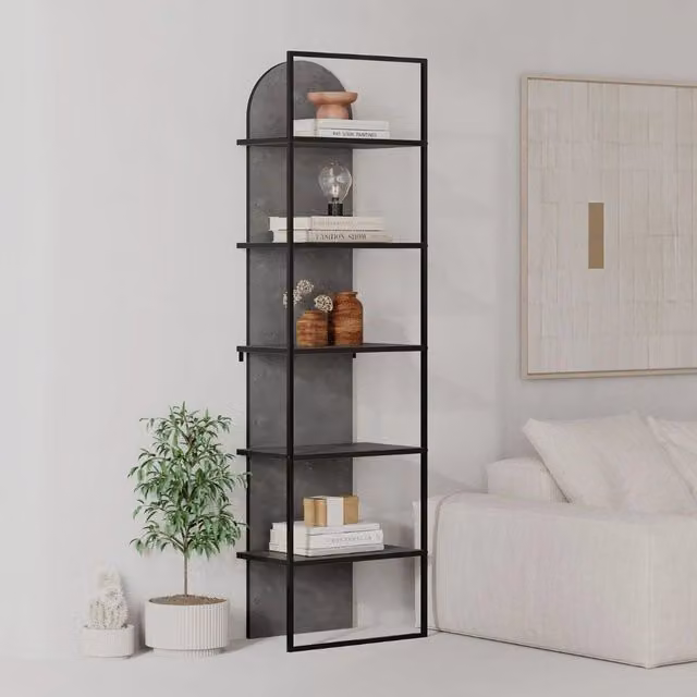 Libreria Archy Veriaffari con 5 ripiani in stile industriale, colore grey e nero, L: 53 cm, P: 31.7 cm, H: 180 cm