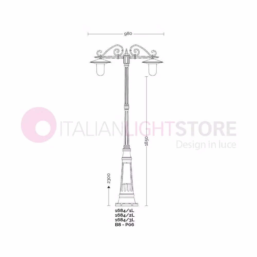 Lampione da esterno Iris Luce Linea Garden KAIROS Antracite con 3 luci LED e piattini, Altezza: 230 cm – 2