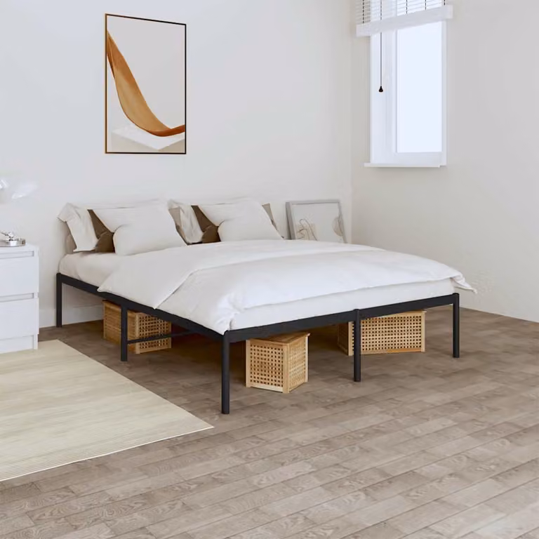 vidaXL Giroletto in Metallo Nero L/P/H: 140 x 200 x 31 cm